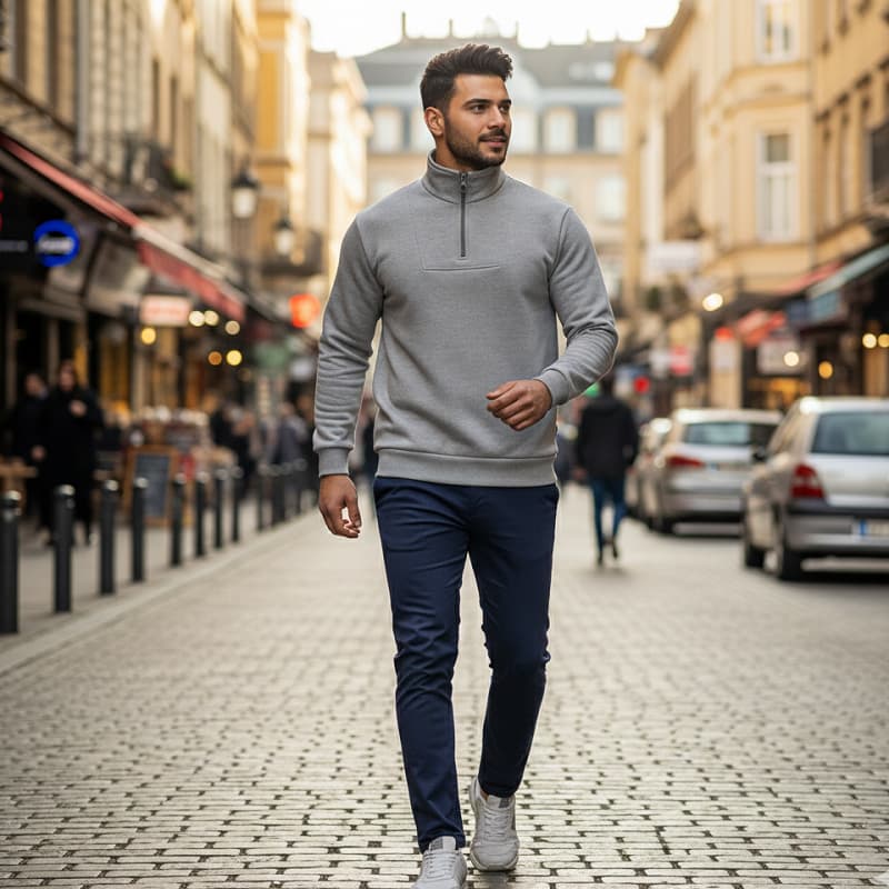 دورس مردانه نیم زیپ مدل Behbod-طوسی